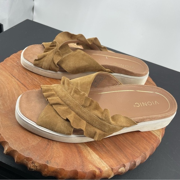 Vionic Brown Ruffle Sandals - Picture 3 of 5